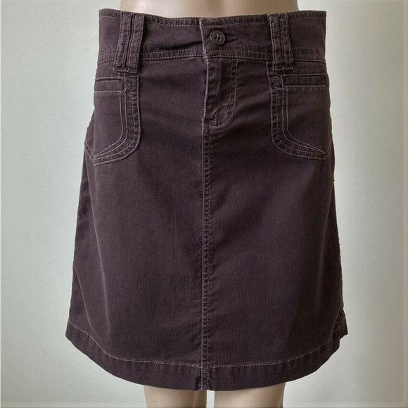 Old Navy Skirt Stretch Size 0 Short Mini Brown Corduroy Cotton Zip Pockets - Picture 9 of 12
